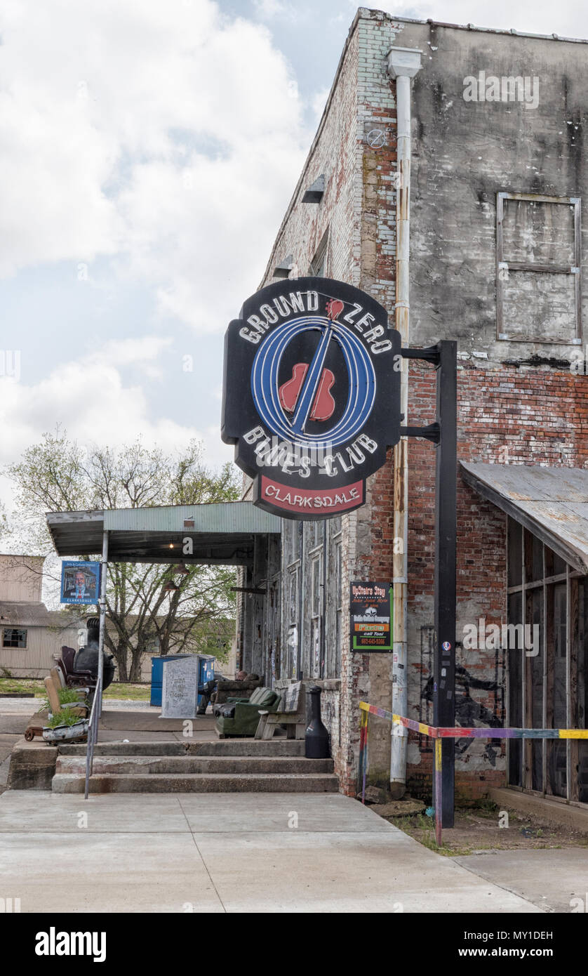 Morgan Freeman's Ground Zero Blues Club in Clarksdale, der Geburtsort des Blues, Mississippi USA Stockfoto