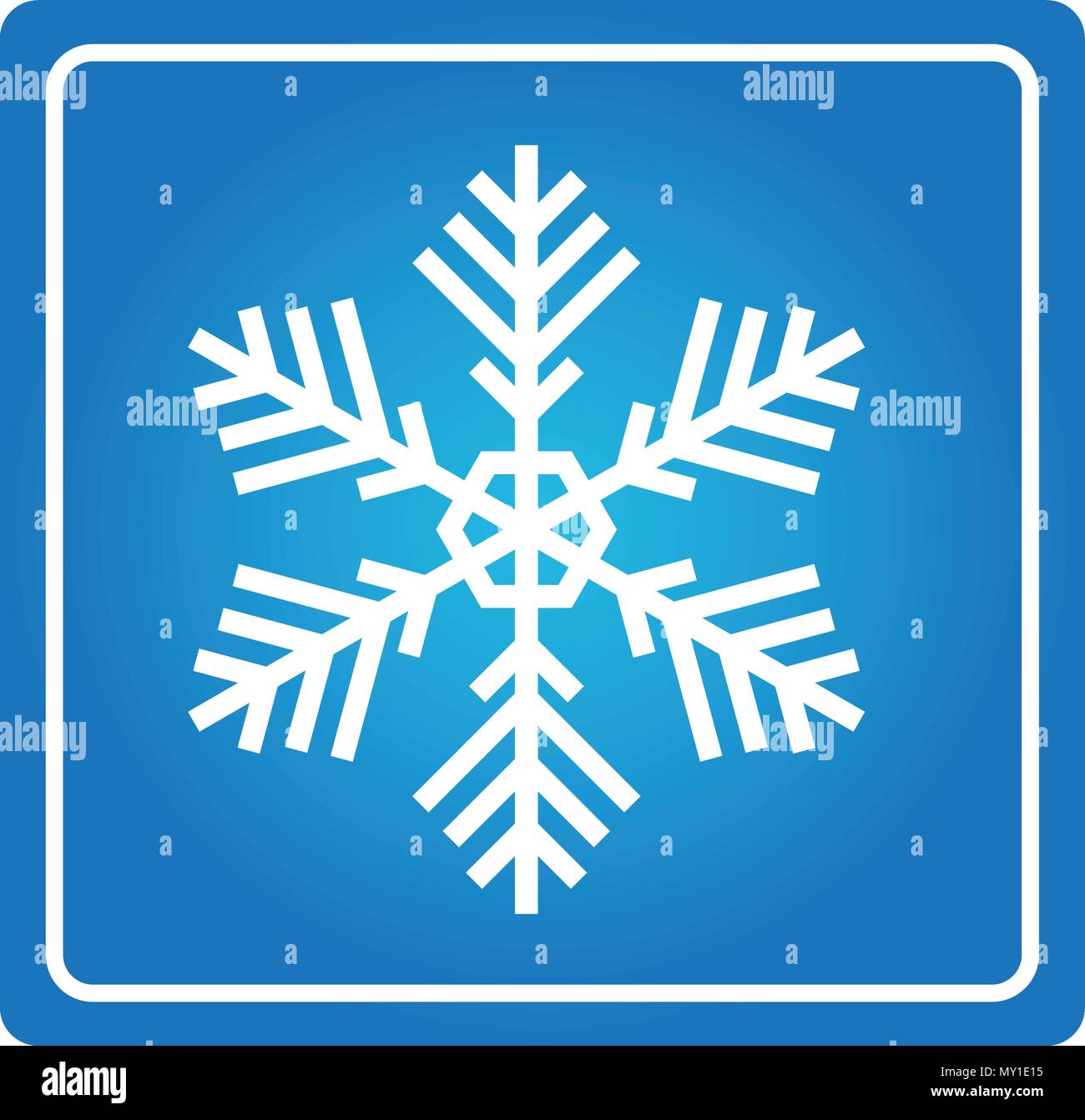 Schneeflocken-symbol auf Blau quadratische Schaltfläche Stock Vektor