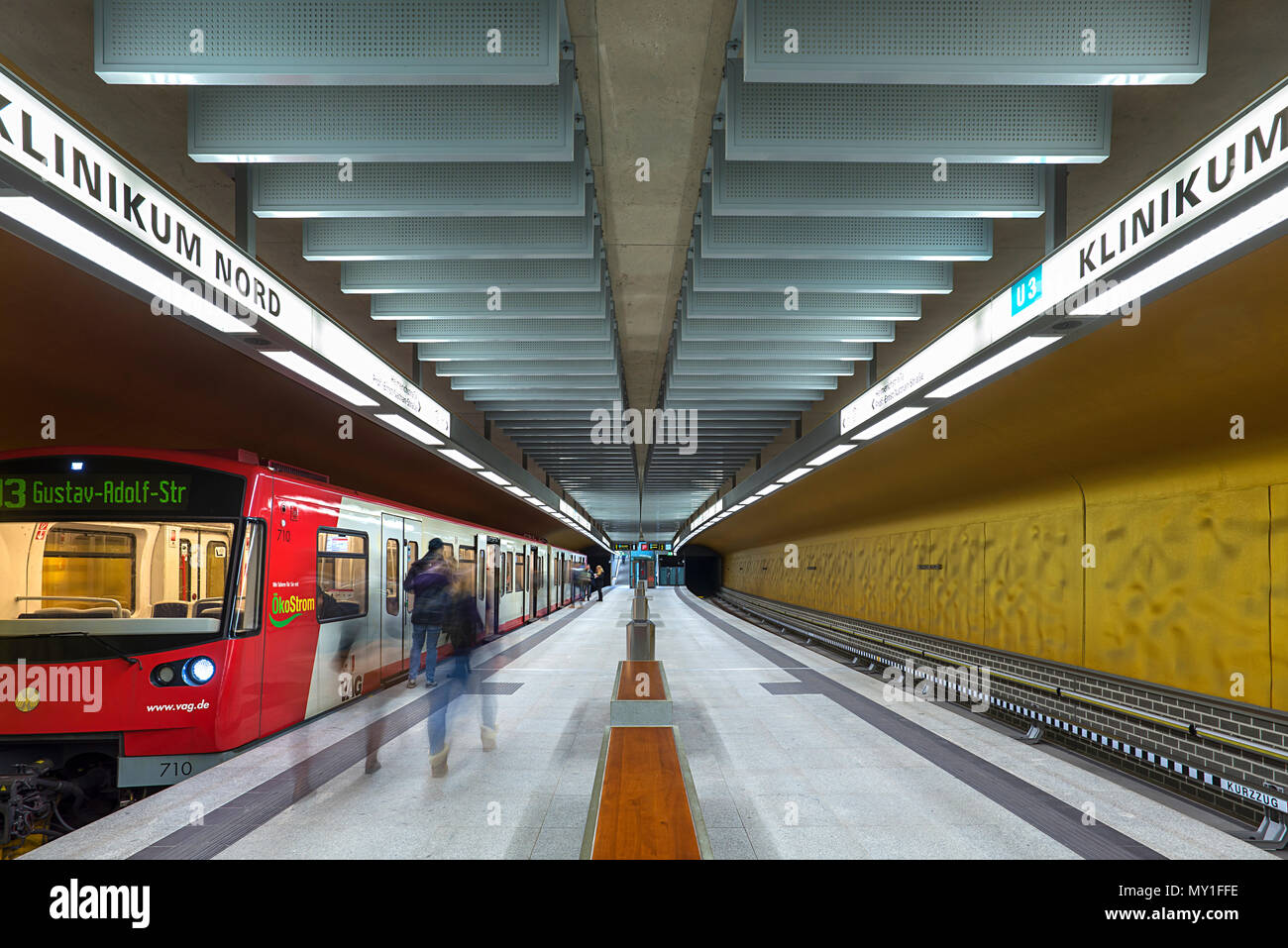 U-Bahn-Station Klinikum Nord, Fürth, Mittelfranken, Bayern, Deutschland Stockfoto