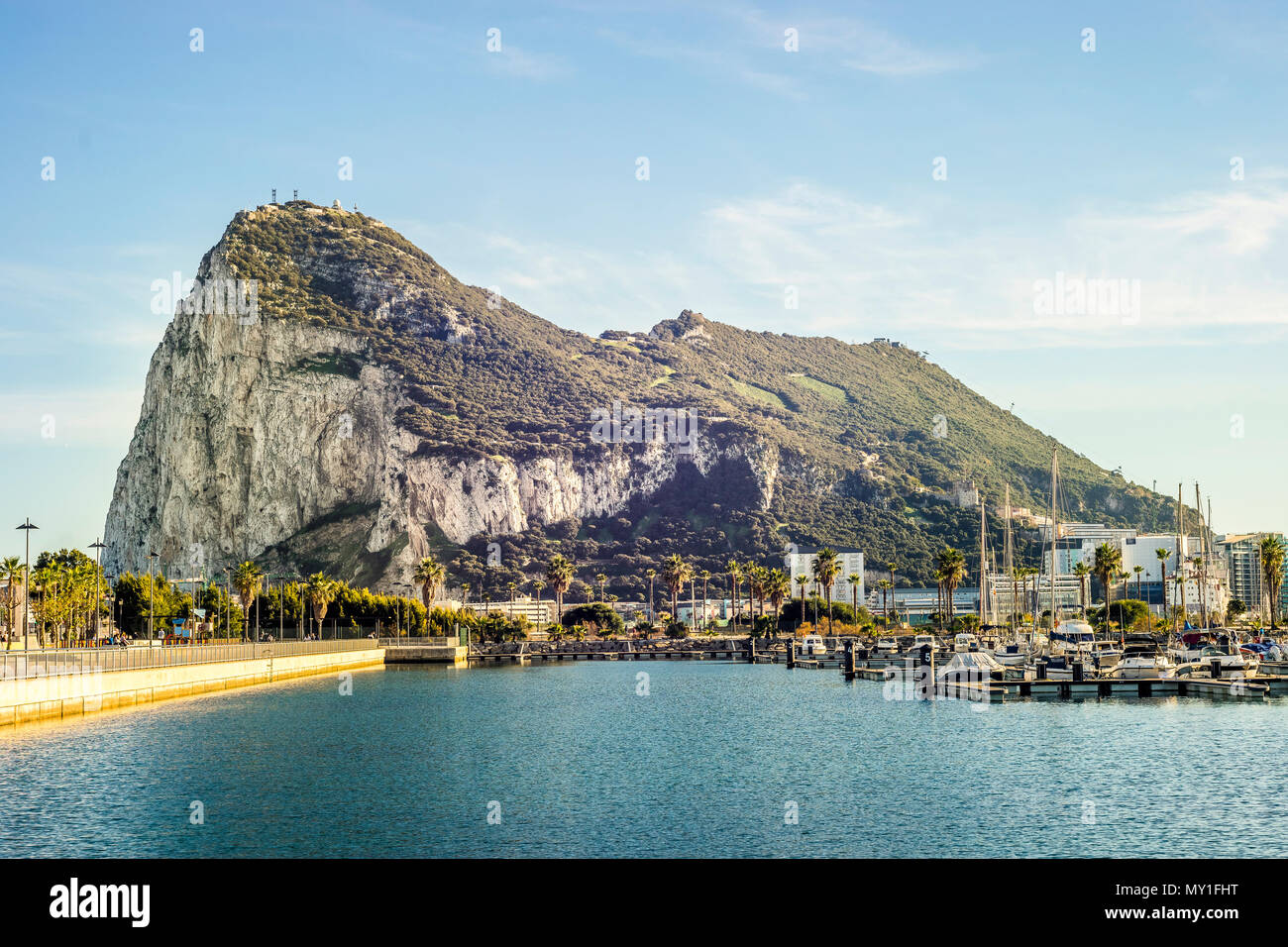 Gibraltar Rock aus Spanien gesehen, Britisches Überseegebiet, Vereinigtes Königreich Stockfoto