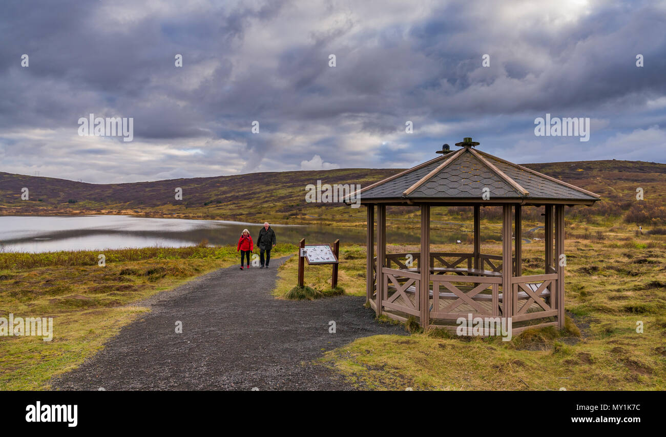 In Gardabaer, einem Vorort von Reykjavik, Island Vifilsstadavatn Stockfoto