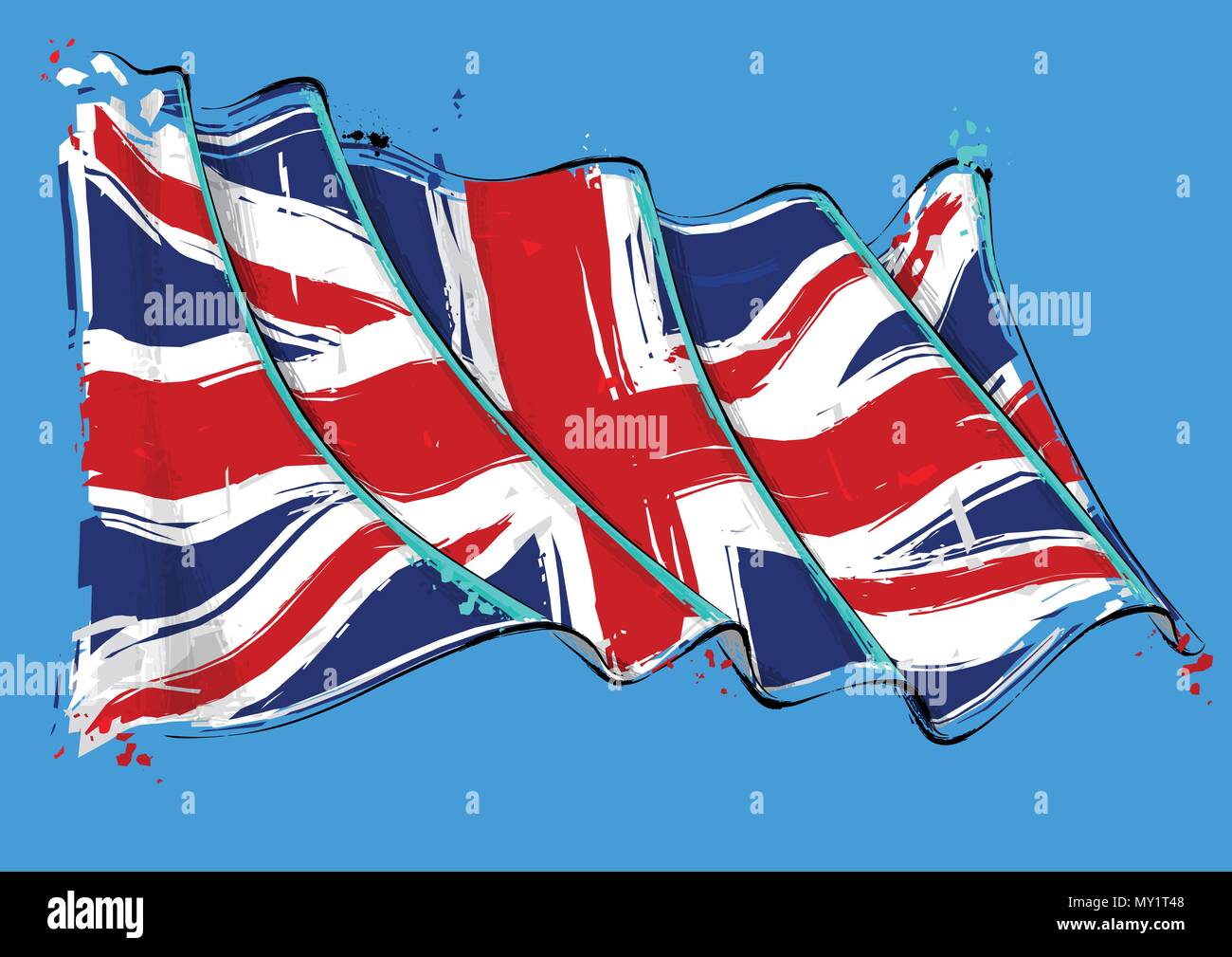 Vektor grange Abbildung eines Britischen wehende Flagge. Alle Elemente problemlos auf gut definierten Schichten Stock Vektor