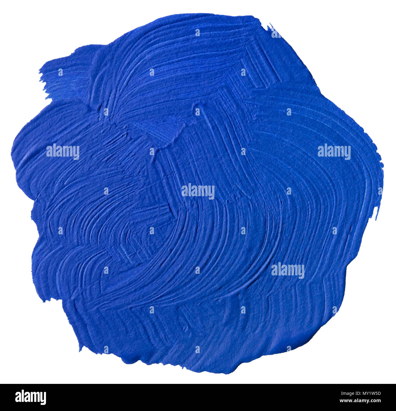 Blaue Acrylfarbe Runde Blot Ausschnitt Stockfoto