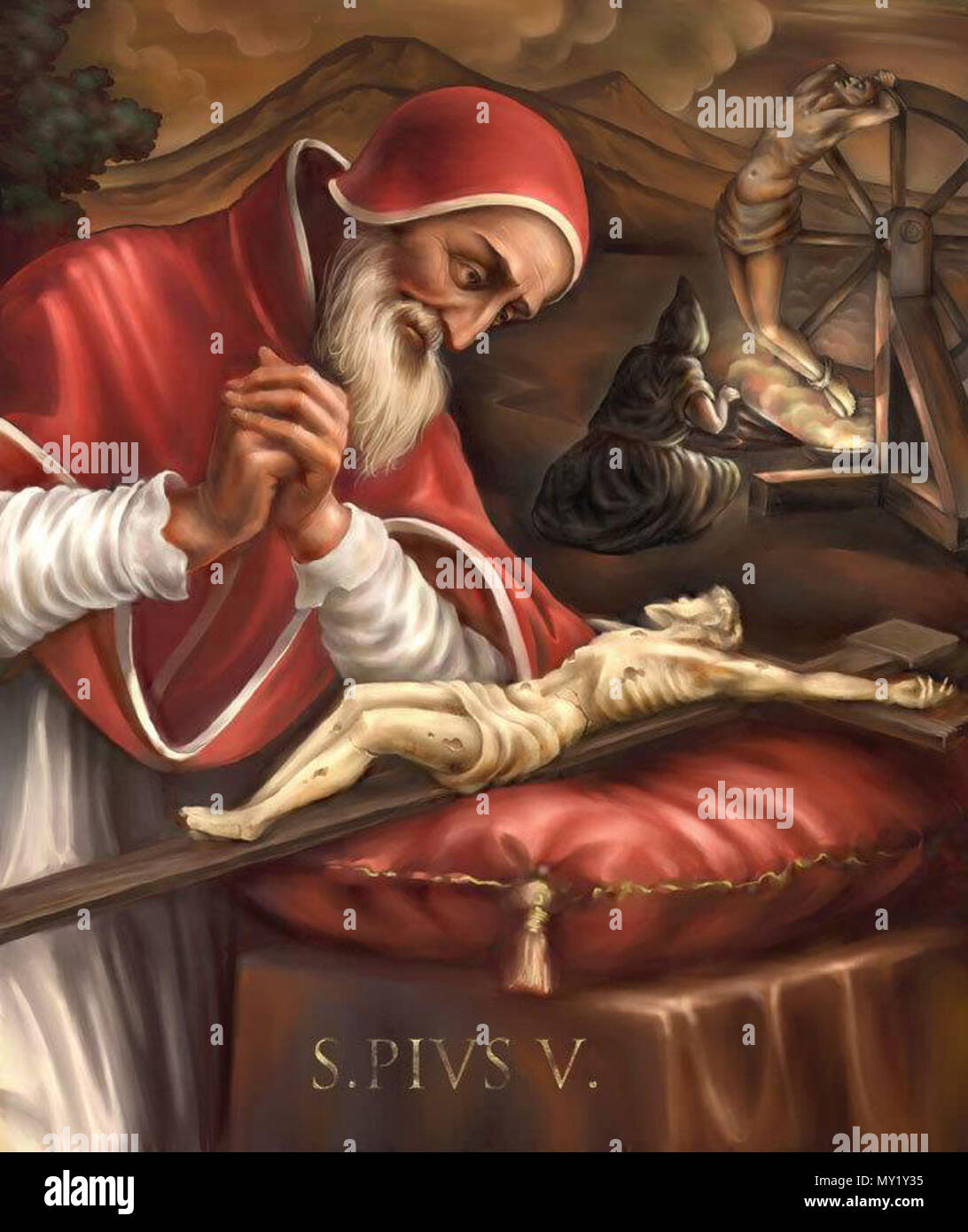 . Englisch: Papst Pius V{Farbe}. Datum unbekannt. Anfang Master 469 hl. Papst Pius V Stockfoto