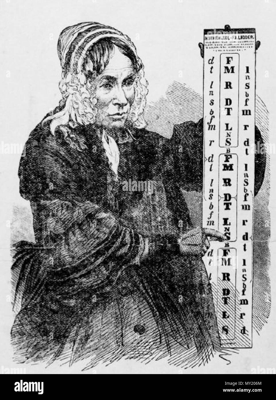 . Englisch: Englisch Musikpädagogen Sarah Ann Glover (1785-1867), Erfinder der Norwich sol-fa-System. Holzstich. 1868 (Datum der Veröffentlichung). 475 Sarah Ann Glover Tagesplan Stockfoto