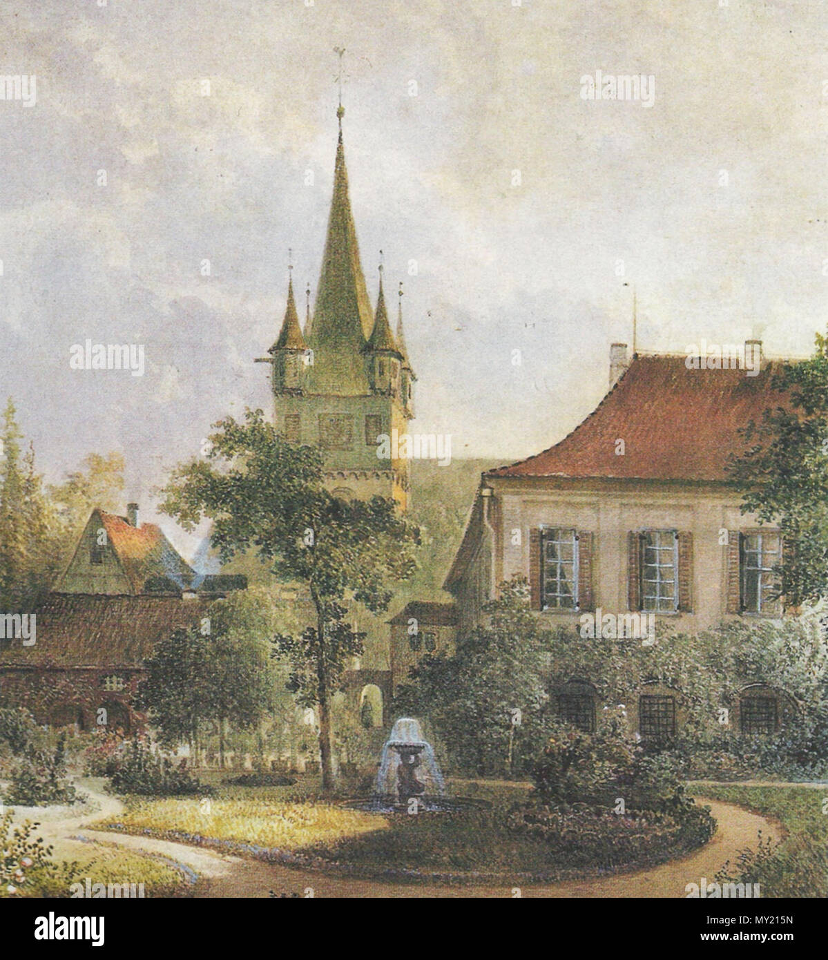 . "-Kreis, Blick vom Schlosspark auf Schloss und Stadtkirche". 14. Oktober 2006 von Pieter Francis Peters (1818-1903), Aquarell, 1851 478 Schwaigern-Peters-1844 Stockfoto