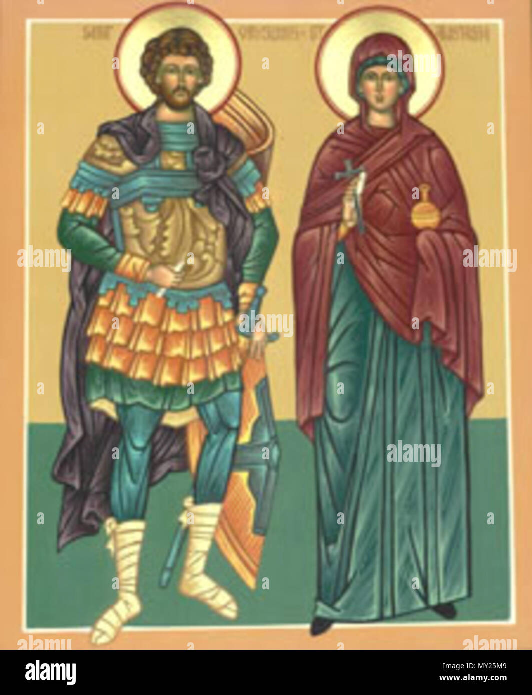 . Englisch: Hl. Chrysogonus und Anastasia von Sirmium Русский: Св. Хрисогон и св. Анастасия. 28. Juli 2011. Unbekannt 499 St-chrysogonus-märtyrer-und-Anastasia Stockfoto