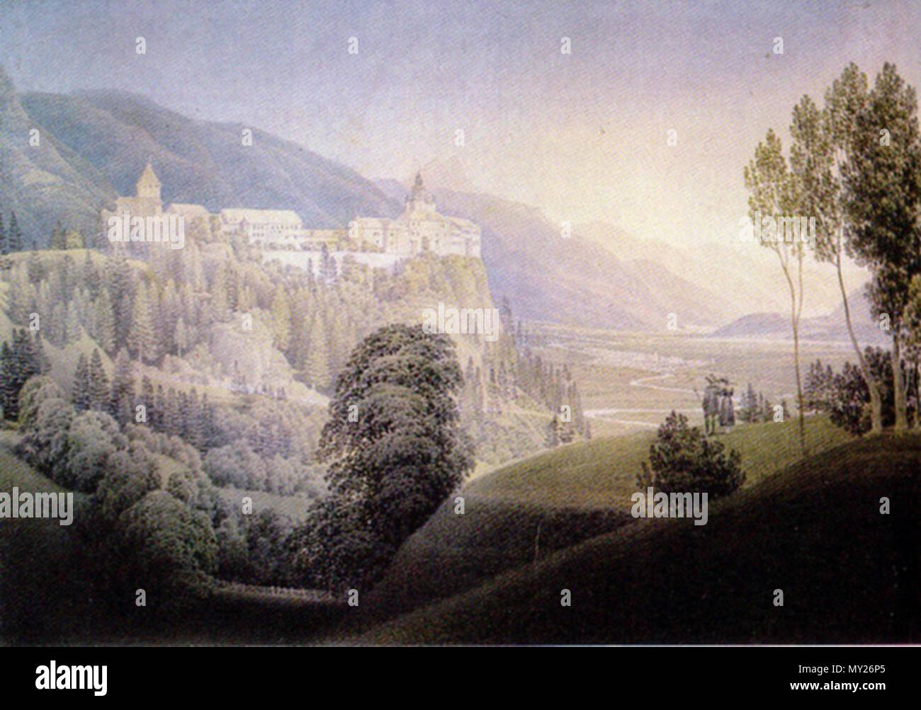 . Erzherzog Johann und Anna Plochl - Spaziergang bei e: Burg Strechau. Datum unbekannt. Matthäus Loder (1781-1828) 505 Strechau Stockfoto