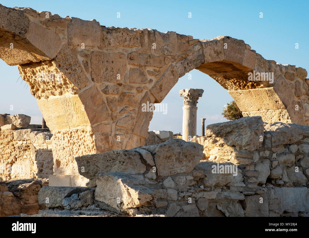 Alte römische Ruinen bei Kourion an der Südküste von Die Republik Zypern Stockfoto