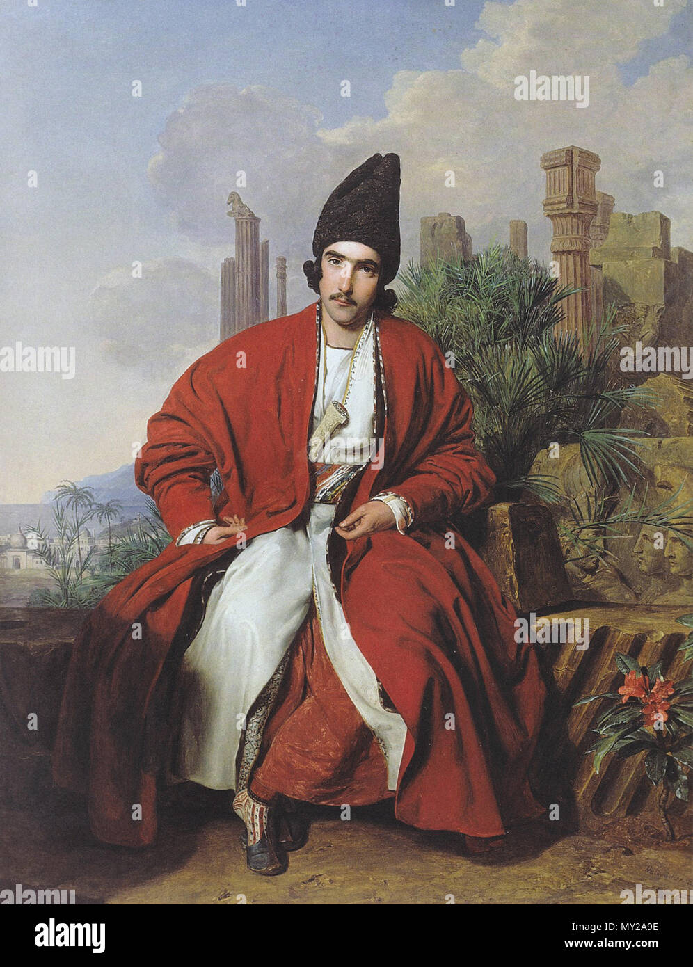 Waldmuller Ferdinand Georg - Ein Grieche in rotem Mantel Stockfoto