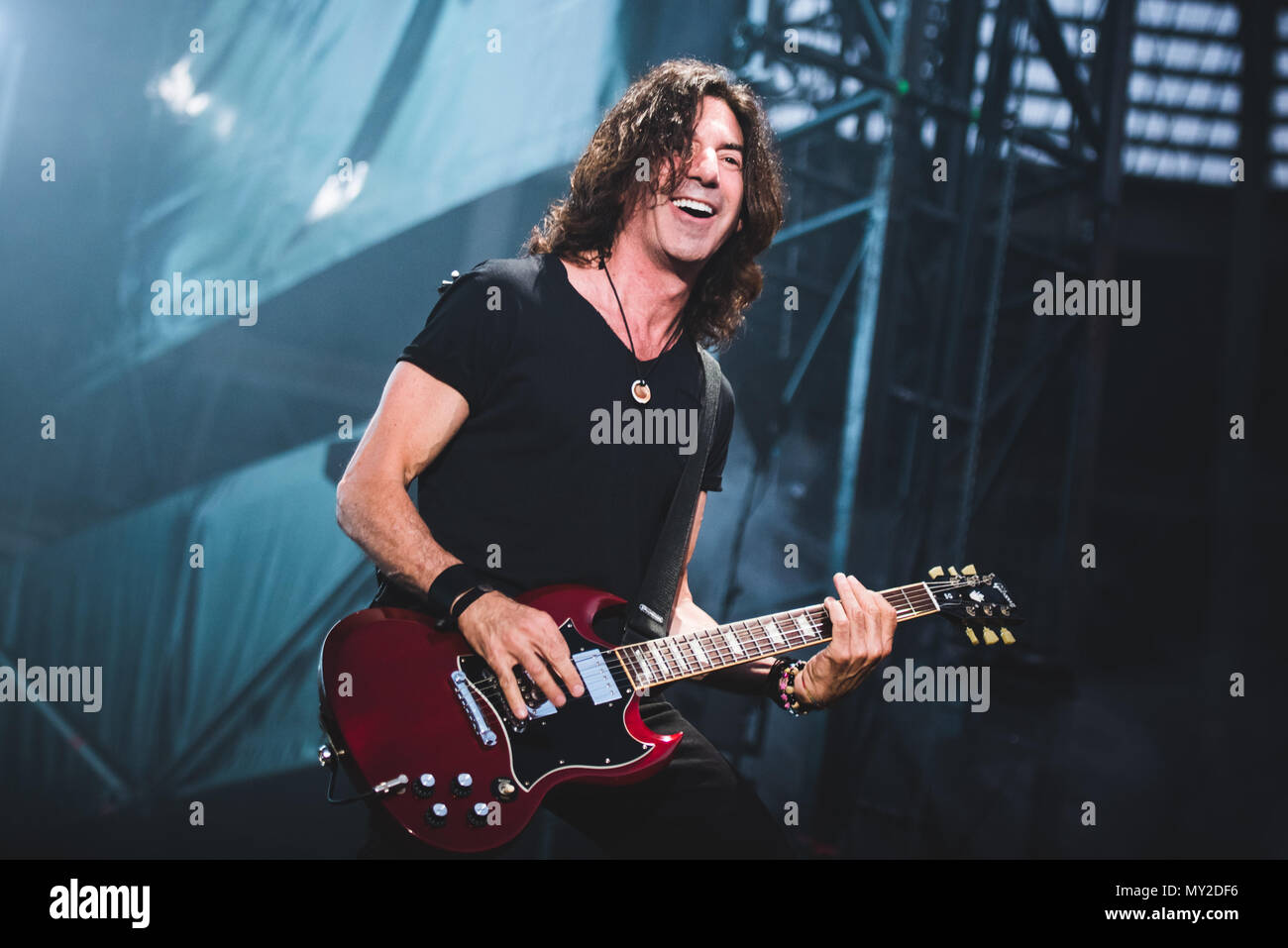 Italien, 2018, 6. Juni: Die Italienische rocker Vasco Rossi, besser bekannt als Vasco oder Il Blasco, live auf der Bühne für seine "Vasco Non Stop Live"-Tour Stockfoto