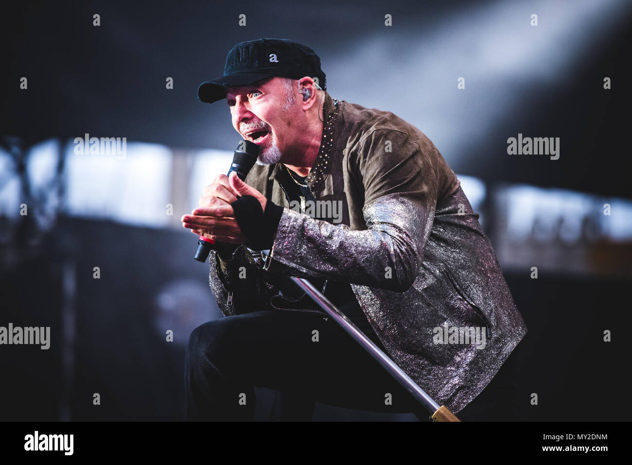 Italien, 2018, 6. Juni: Die Italienische rocker Vasco Rossi, besser bekannt als Vasco oder Il Blasco, live auf der Bühne für seine "Vasco Non Stop Live"-Tour Stockfoto