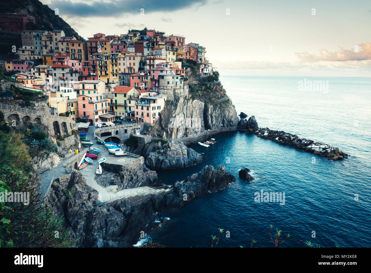 Fantastische Landschaft von Manarola Stadt Stockfoto