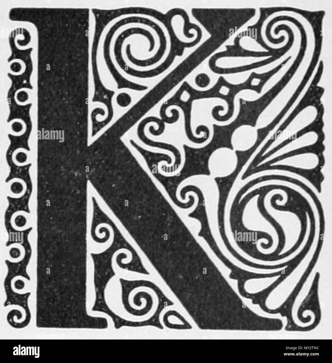 . Français: la lettre K, comme Initiale. 1909. Anonym 529 Tietosanakirja initiale K Stockfoto