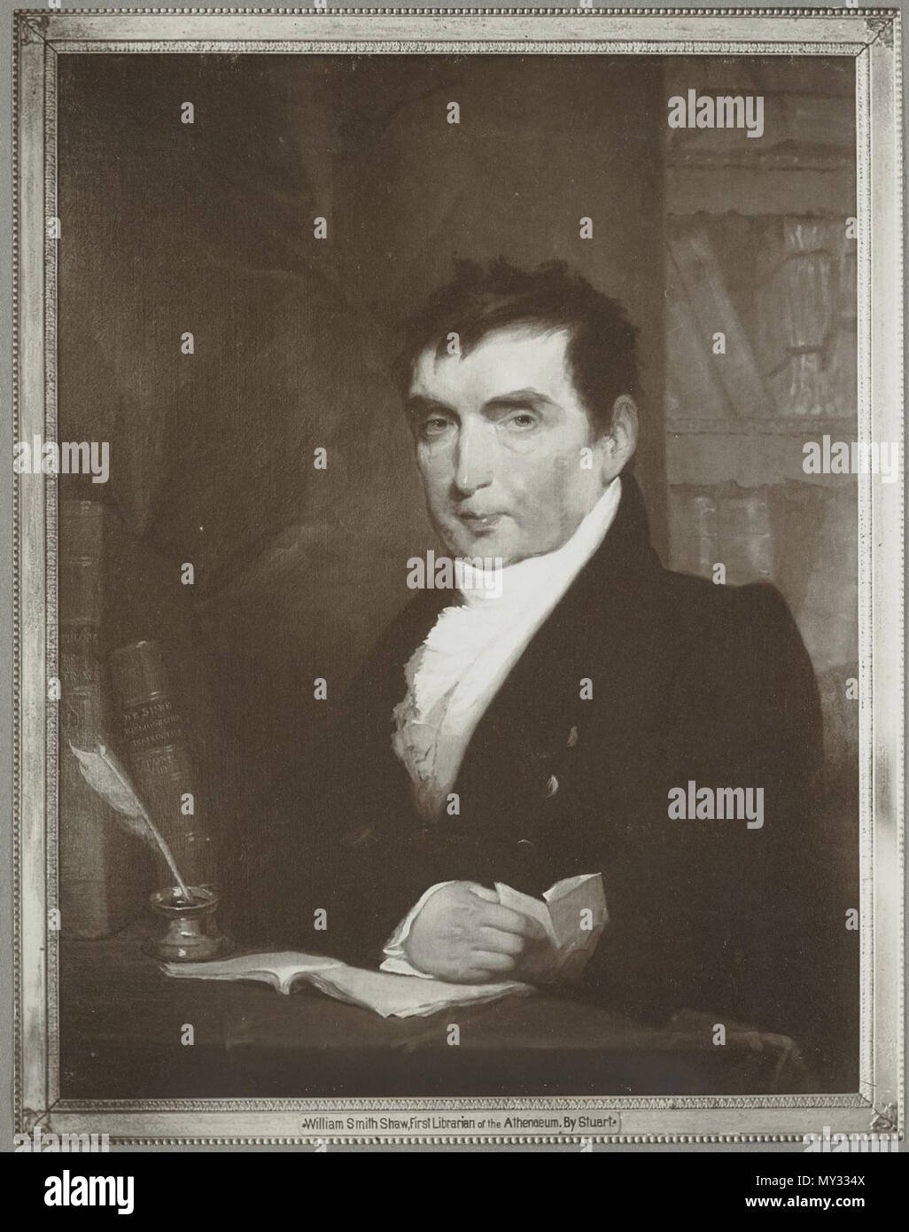 . Englisch: Boston Athenaeum 1824 in Boston. Abmessungen/Medium 35 5/8 x 27 1/2 in. Öl auf Leinwand. 1824. Gilbert Stuart (1755 - 1828) Alternative Namen Gilbert Charles Stuart, Geburt Name: Gilbert Charles Stewart Beschreibung amerikanischer Maler Geburtsdatum / Tod am 3. Dezember 1755 Vom 9. Juli 1828 Ort der Geburt / Todes North Kingston (Newport, Rhode Island) Boston Standort Boston, New York City, London, Dublin Authority control: Q 41402 VIAF: 61689381 ISNI: 0000 0000 6634 9660 ULAN: 500010392 50083265 LCCN: n NLA: 35149085 WorldCat 565 William Smith Shaw Stockfoto