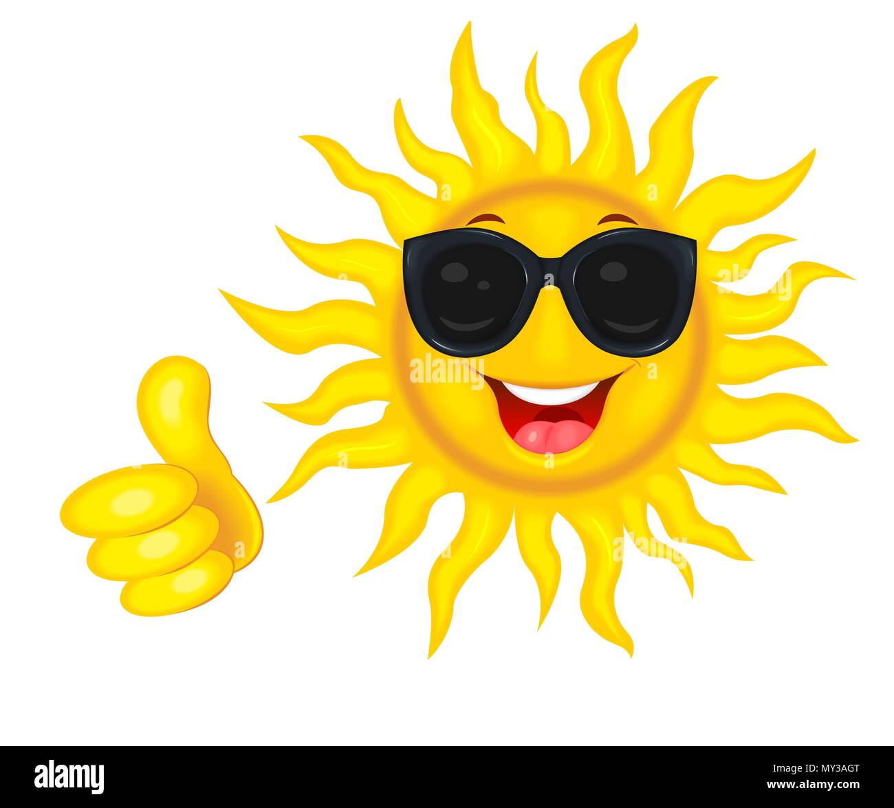 Ein Frohes Cartoon Sonne In Schutzbrille Aus Der Sonne Einen