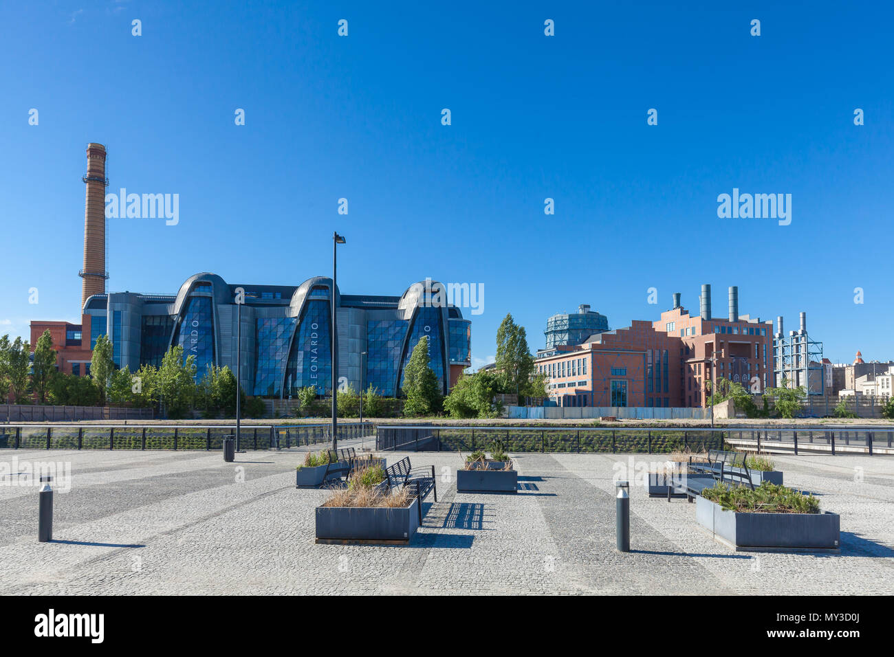 Kraftwerk komplexe Sanierung als Teil der 'Neuen Mitte von Lodz" Projekt Stockfoto