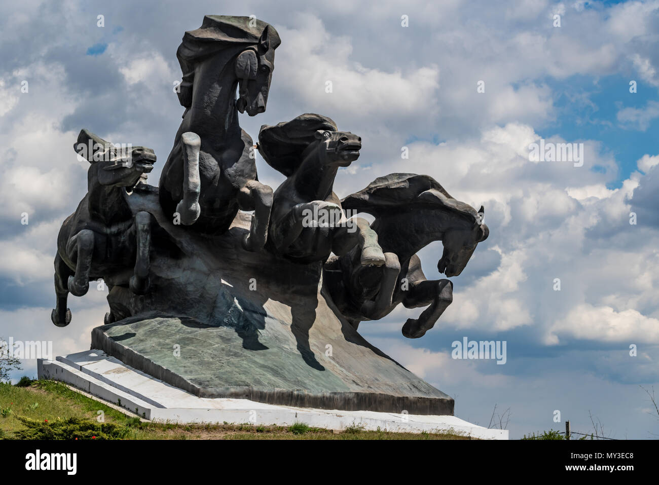 Rostow-am-Don, Russland - 23 April, 2018: Denkmal für Tachanka oder Bürgerkrieg in Rostow-am-Don Stockfoto