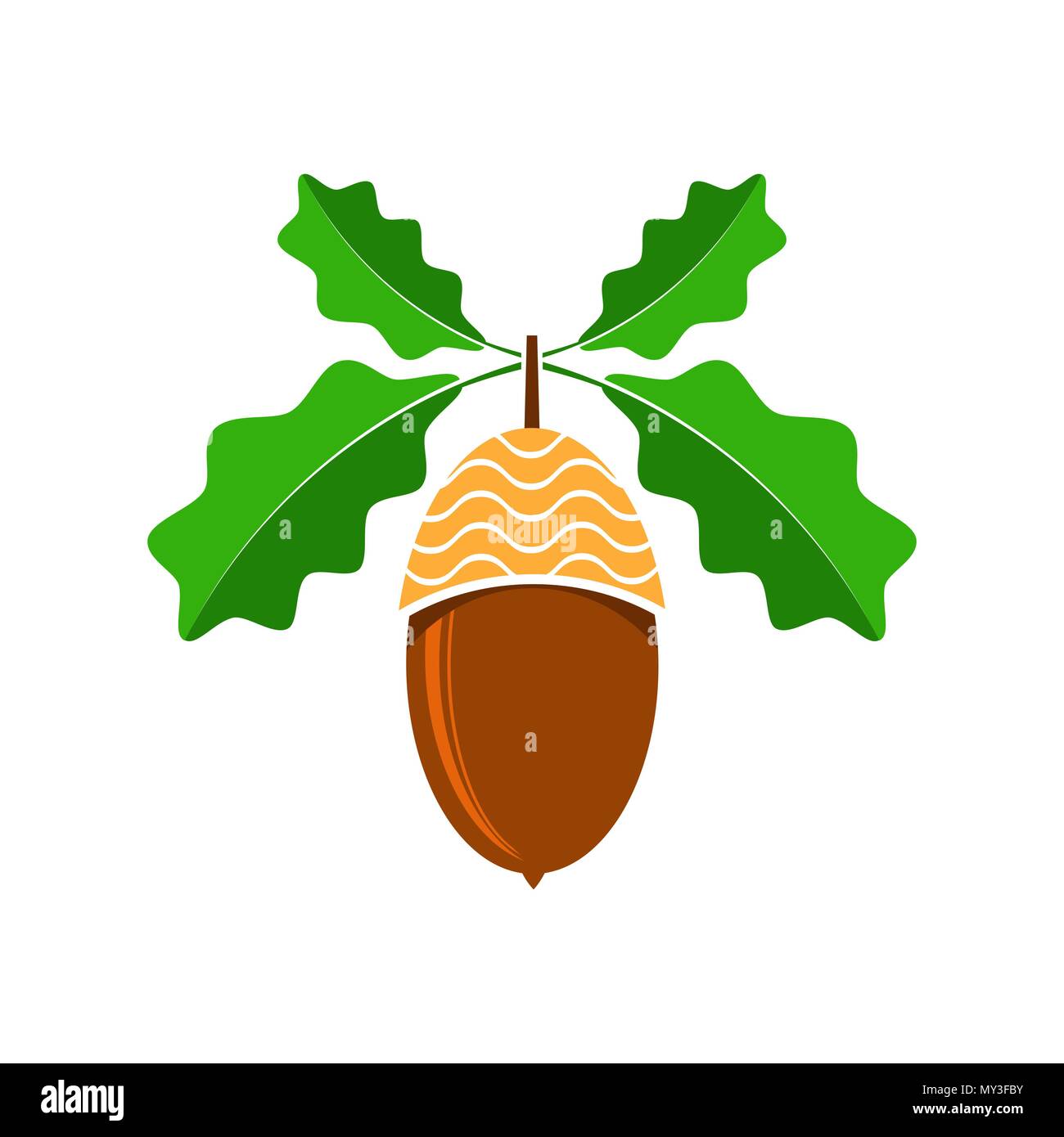 Reif Acorn Symbol. Herbst Eiche Mutter und Blätter Logo Stock Vektor