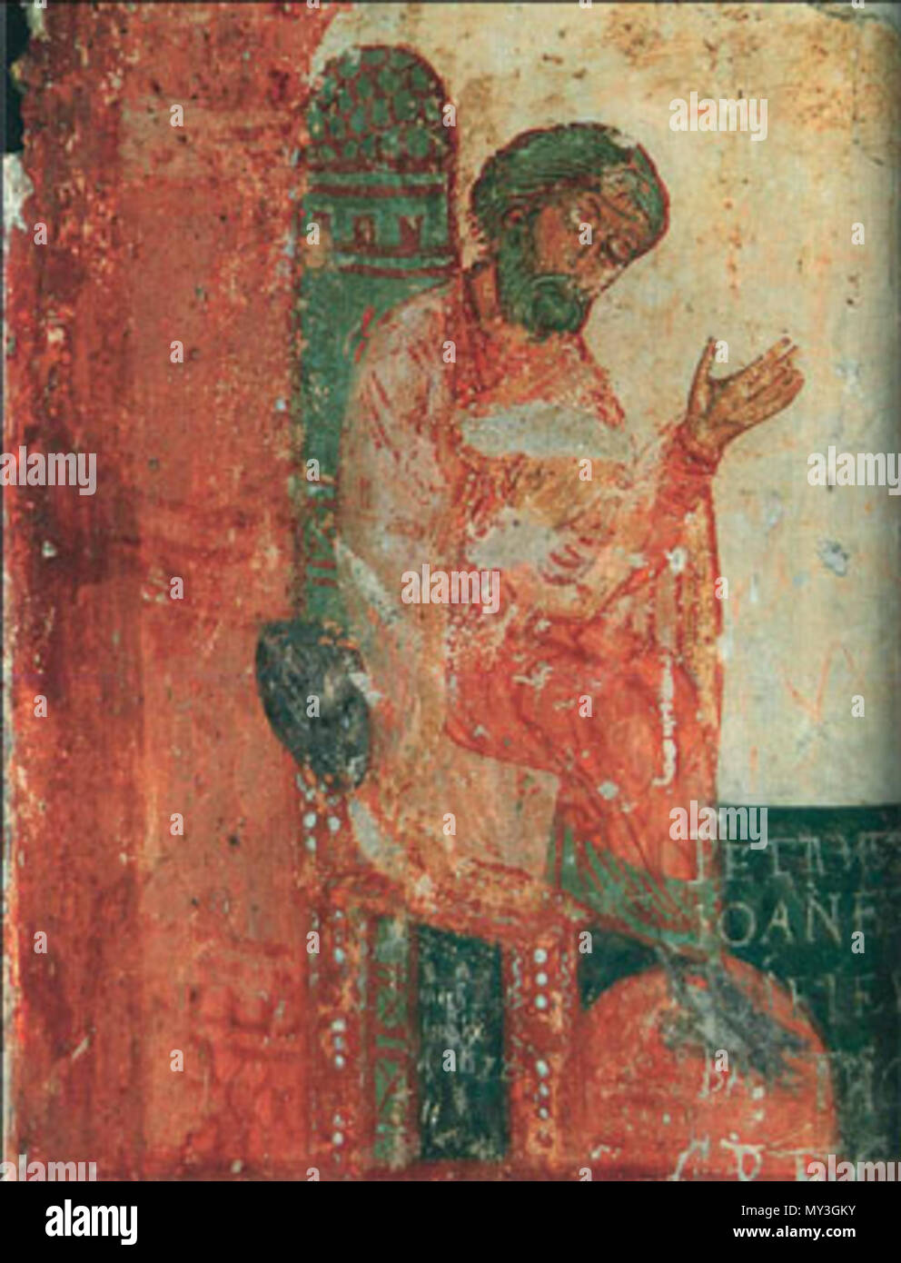 600 Сцэна жыція святой Еўфрасінні Александрыйскай. Бацька. - Спаса Праабражэнская царква ╕ Полацку Stockfoto