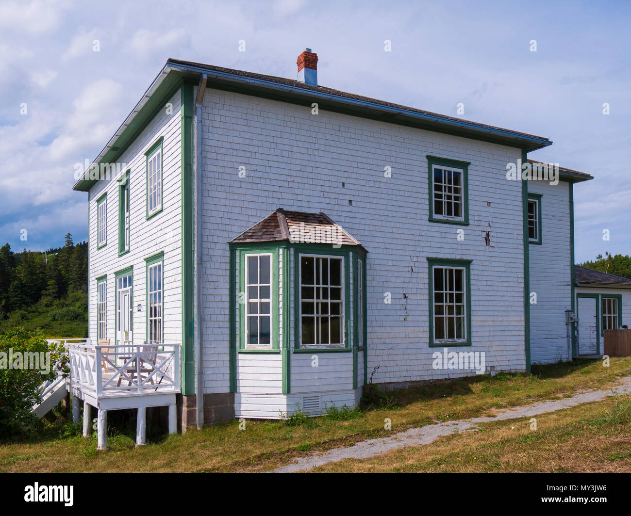 Historische foursquare Haus, Forillon National Park, Gaspe Halbinsel, Kanada. Stockfoto