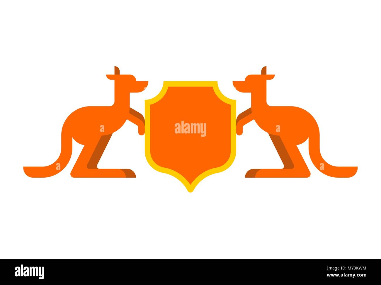 Känguru und Schild heraldischen Symbol. Australische Royal National Emblem. Australien Wappen. Vector Illustration Stock Vektor