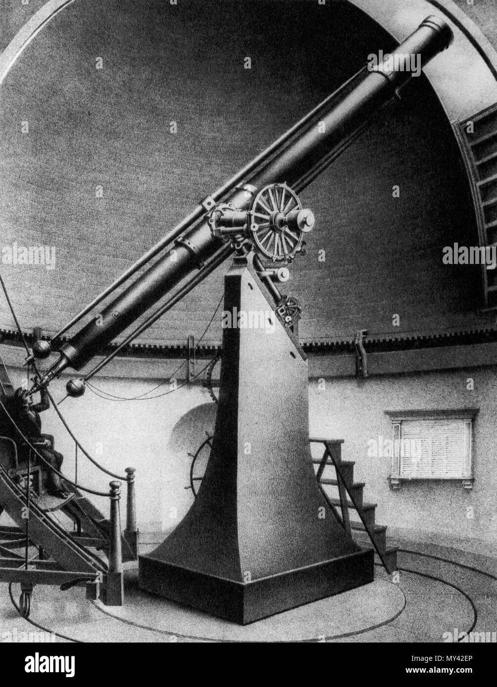 Englisch: Skizze der 15 Zoll große Refraktor Teleskop am Harvard College  Observatory. A. Sonrel 253 Großer Refraktor Stockfotografie - Alamy