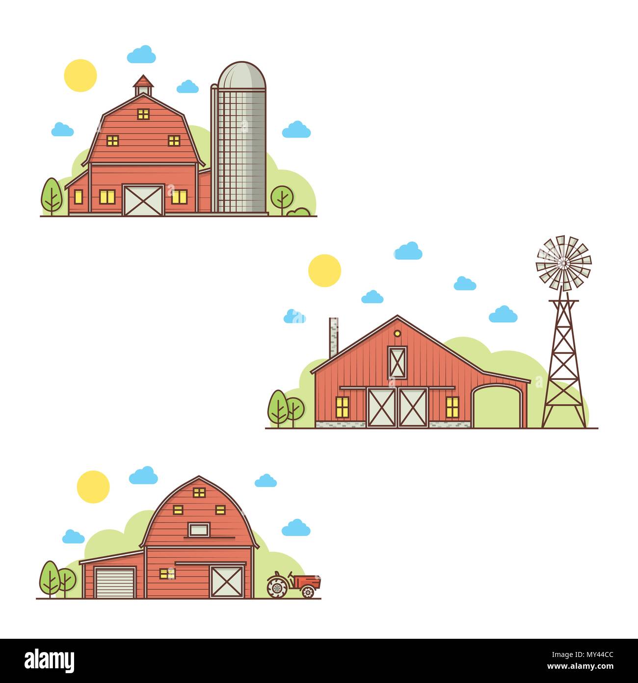 Der Bauernhof Symbole. Für web design und Application Interface, auch nützlich für Infografiken. Vector Illustration. Stock Vektor