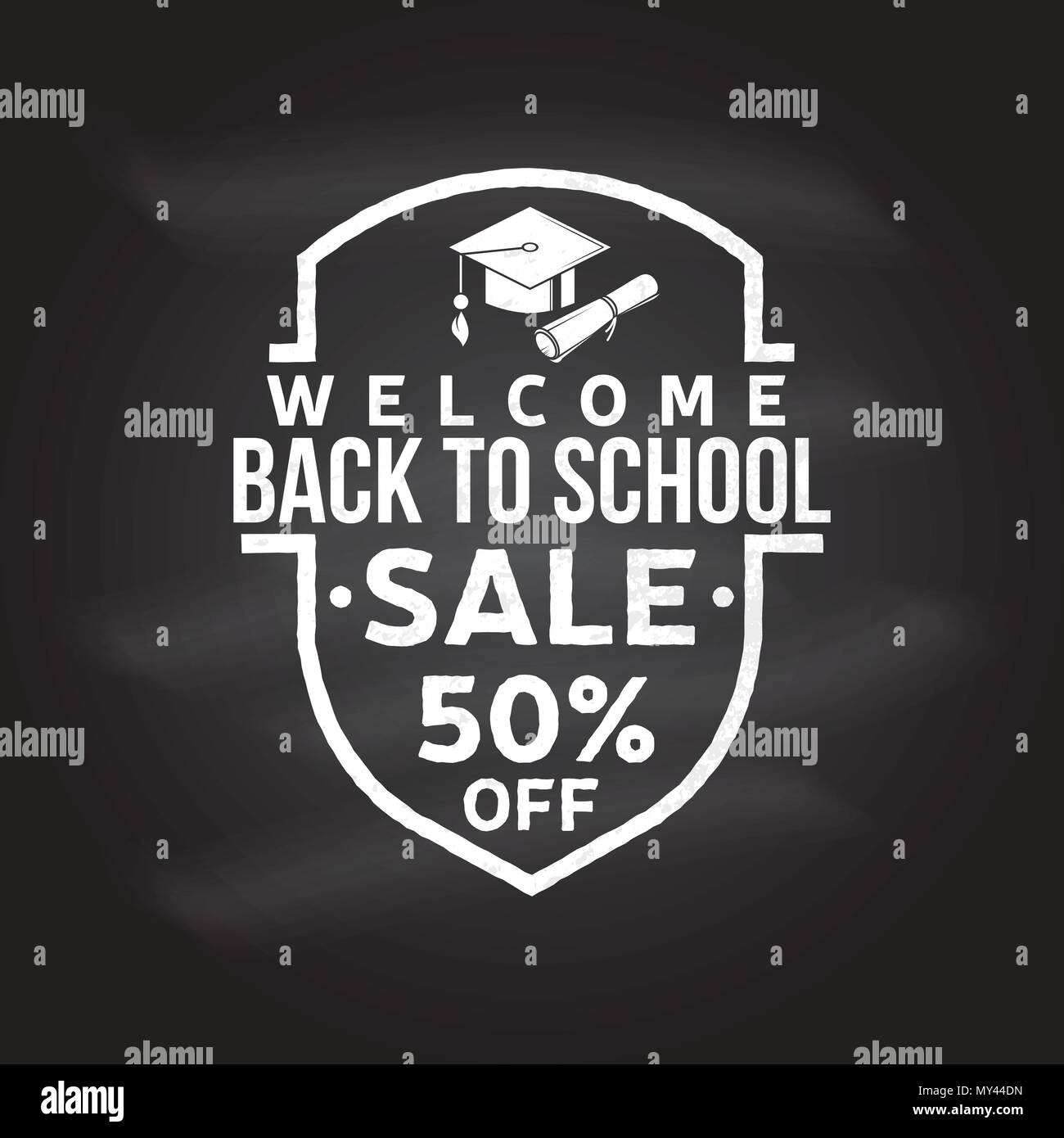 Zurück zu Schule Design auf dem Schwarzen Brett. Für Werbung, Promotion, Poster, Flyer, Blog, Artikel, soziale Medien, Marketing oder Banner Vektor illustrati Stock Vektor