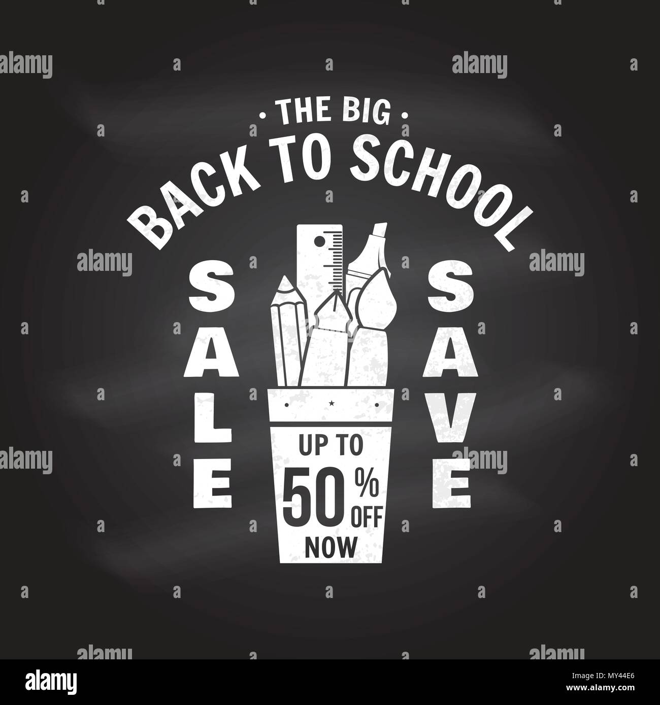 Zurück zu Schule Design auf dem Schwarzen Brett. Für Werbung, Promotion, Poster, Flyer, Blog, Artikel, soziale Medien, Marketing oder Banner Vektor illustrati Stock Vektor