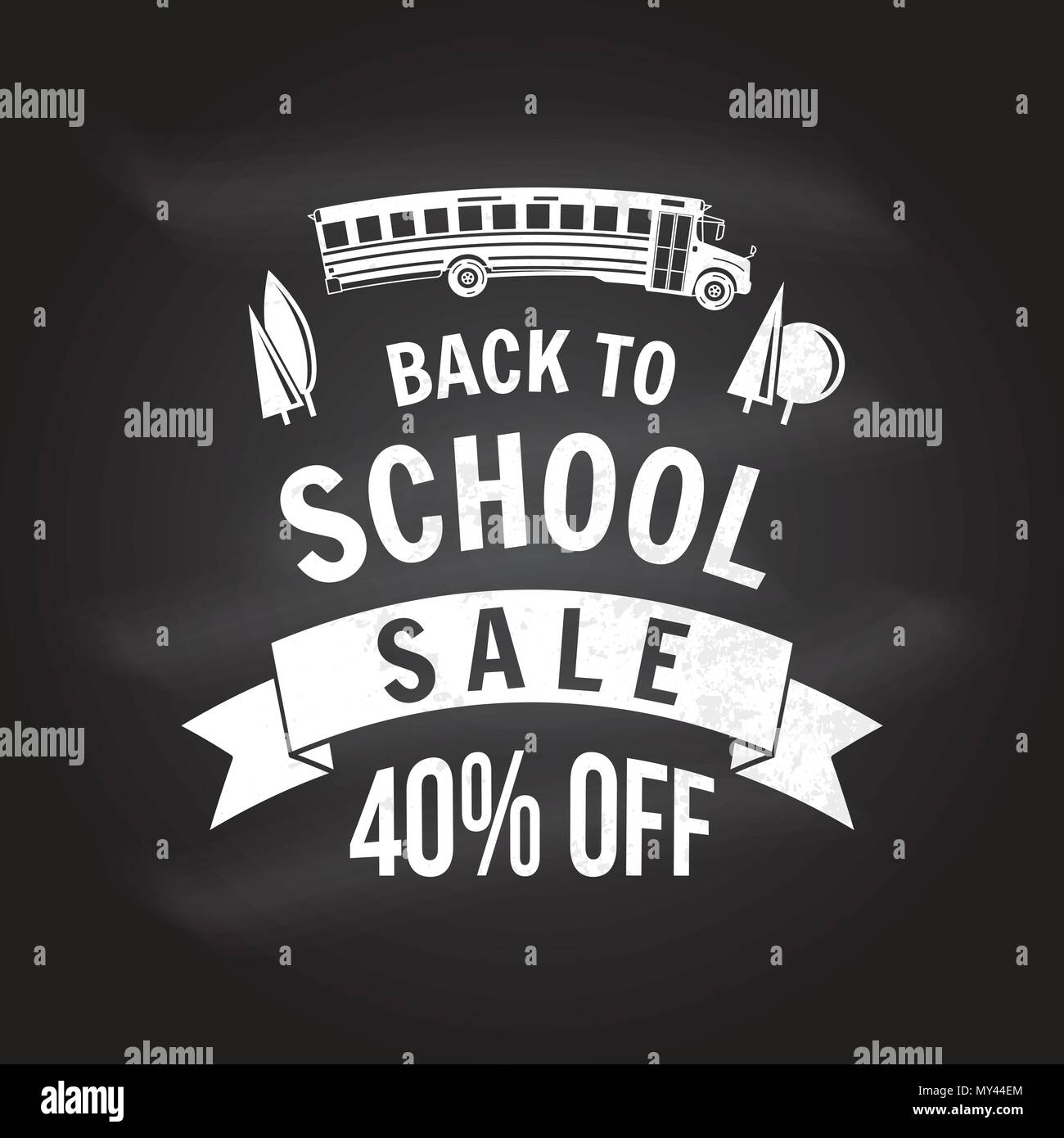 Zurück zu Schule Design auf dem Schwarzen Brett. Für Werbung, Promotion, Poster, Flyer, Blog, Artikel, soziale Medien, Marketing oder Banner Vektor illustrati Stock Vektor