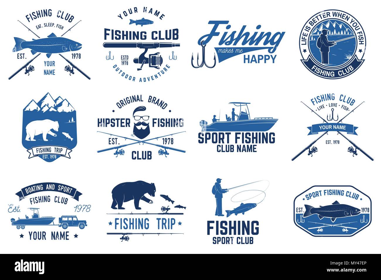 Fishing Club. Vector Illustration. Konzept für Hemd oder Logo