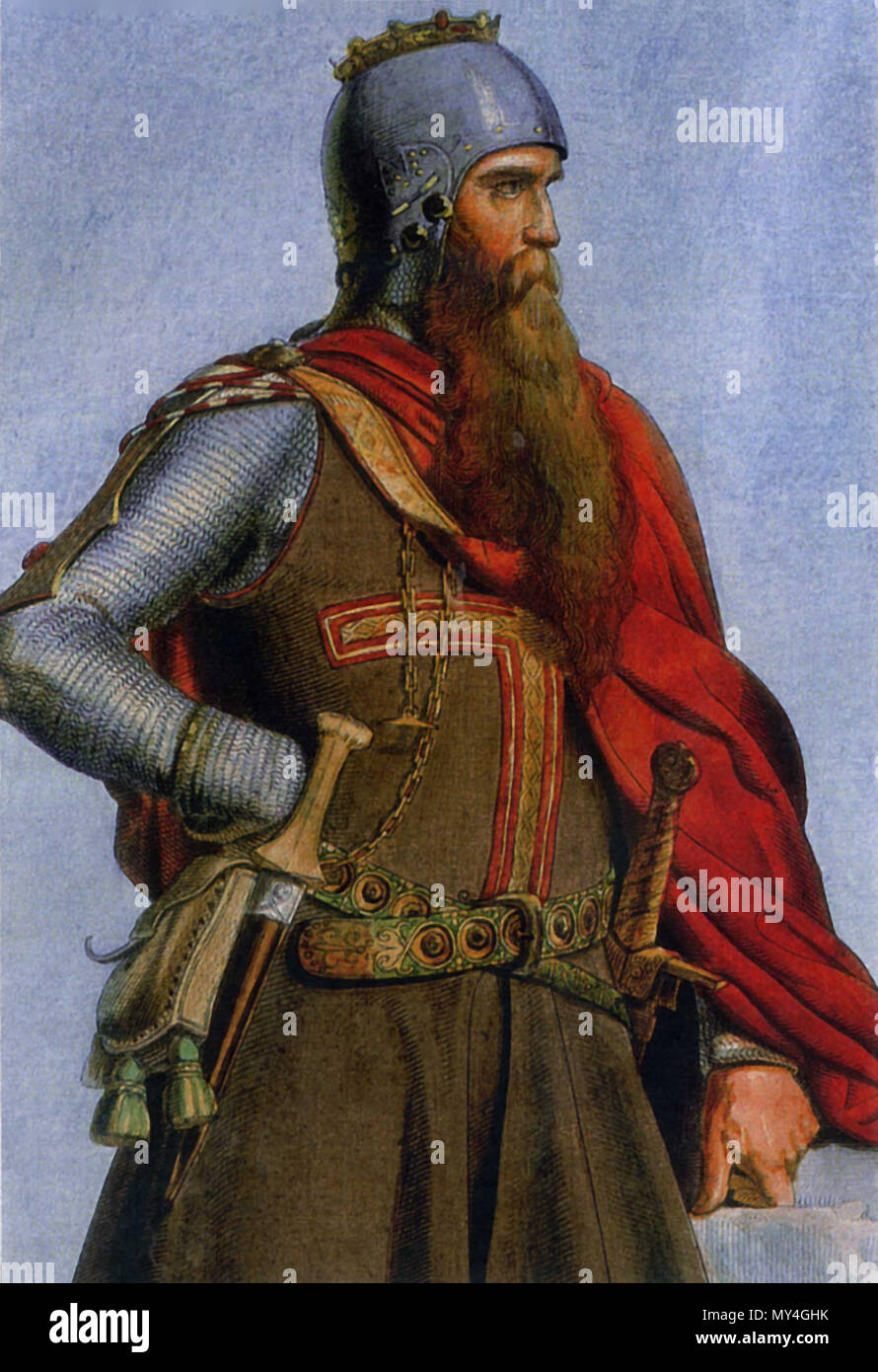 . Englisch: Kaiser Friedrich I., genannt "Barbarossa" bekannt. Farbige Kupferplatte von Christian Typ Siedentopf (1847). English: Kaiser Friedrich I Barbarossa". Kolorierter Kupferstich von Christian Typ Siedentopf, 1847. Artwork: 1847; Datei: 2009-10-30. Artwork: Christian Typ Siedentopf; Datei: James Steakley 198 Friedrich I. Barbarossa (Christian Typ Siedentopf, 1847) Stockfoto