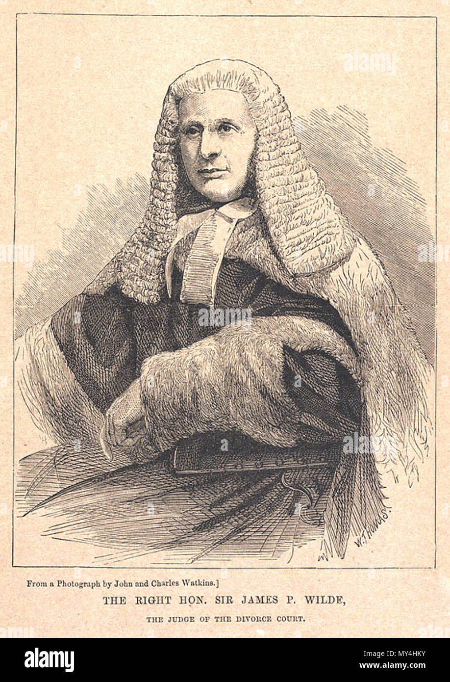 . James Wilde, 1. Baron Penzance (1816-1899). Zeitgenössisches Porträt. Kupferstich von W. Thomas, nachdem ein Foto von Charles und John Watkins 12 1 stLordPenzance Stockfoto