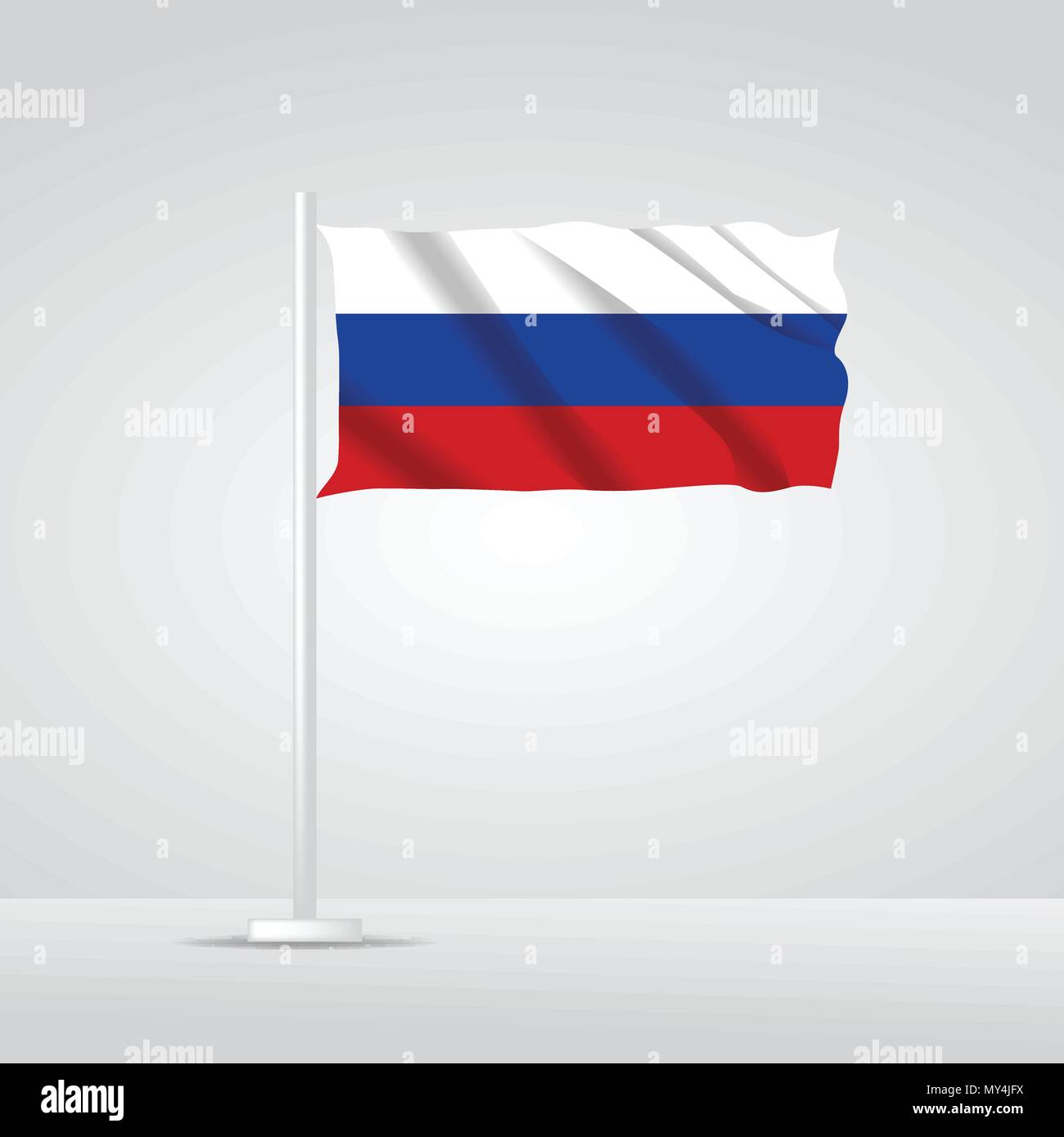 3D-realistischen Russland Fahne wehende Wind Vector Stock Vektor