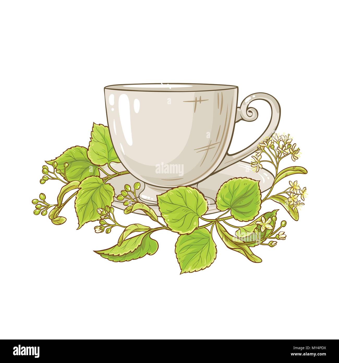 Tasse linden Tee Abbildung auf weißem Hintergrund Stock Vektor