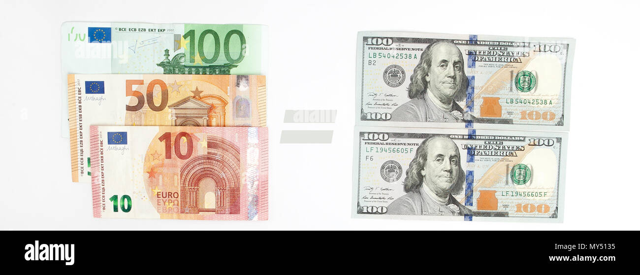 Geld wechseln, Exchange US Dollar oder Amerikanische Dollar USDfor EUR Geld  Stockfotografie - Alamy