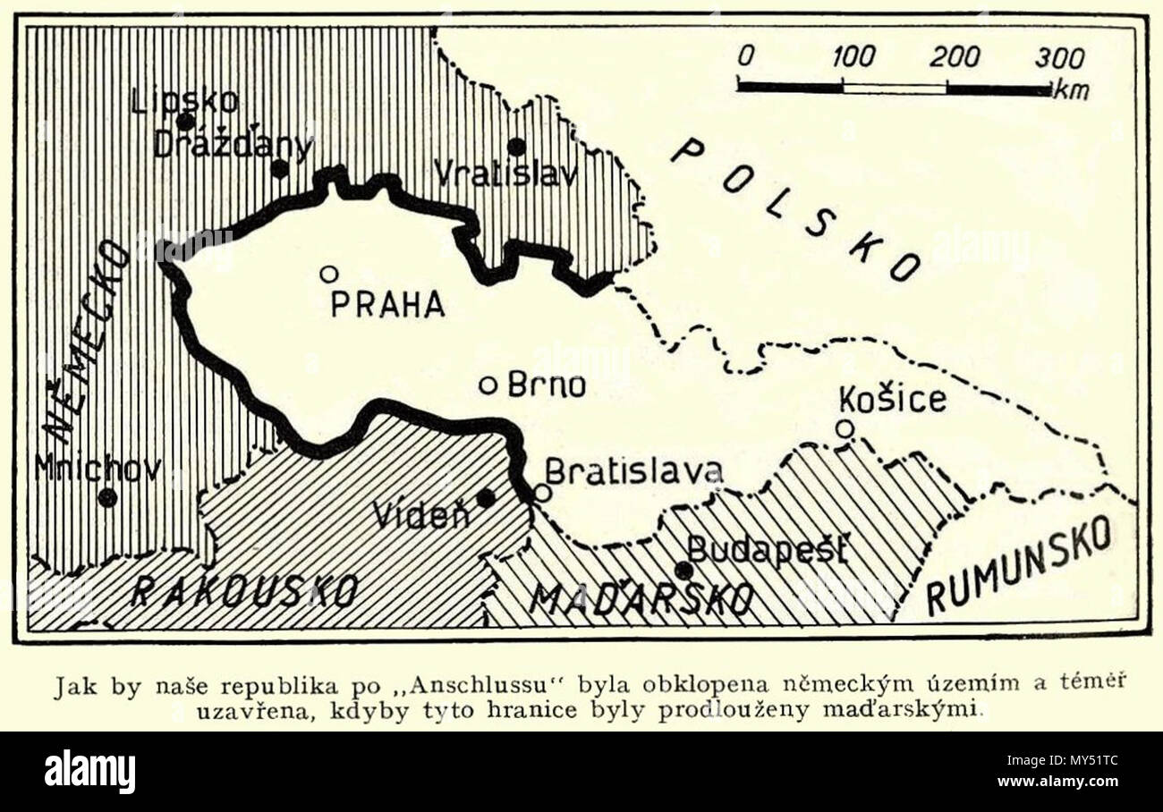 . Karte von Grenzen zwischen der Tschechoslowakei und der zwischenkriegszeit Zwischenkriegszeit 