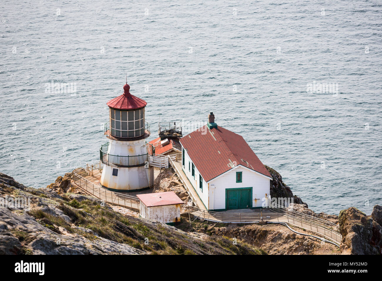 Die Point Reyes Lighthouse gesehen von oben Stockfoto