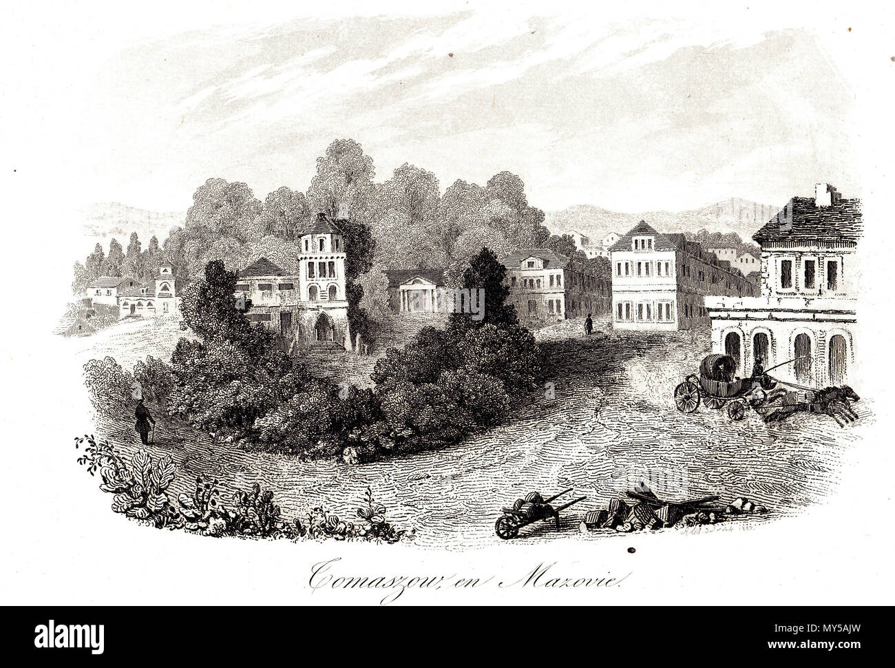 . Englisch: Tomaszów Mazowiecki vor 1837 (von Leonard Chodźko) Polski: Tomaszów Mazowiecki przed rokiem 1837 (von Leonard Chodźko). Vor 1837. Leonard Chodźko (1800-1871) 531 Tomaszow de Mazovie (1) Stockfoto