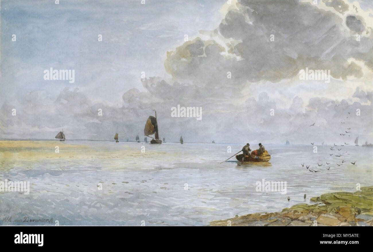 . Englisch: Versand der Küste 35,6 x 58,4 cm. signiert l.l. Aquarell auf Papier. 19. Willem Antonie van Deventer (1824-1893) 485 Versand von der Küste von Willem Antonie van Deventer (1824-1893) Stockfoto
