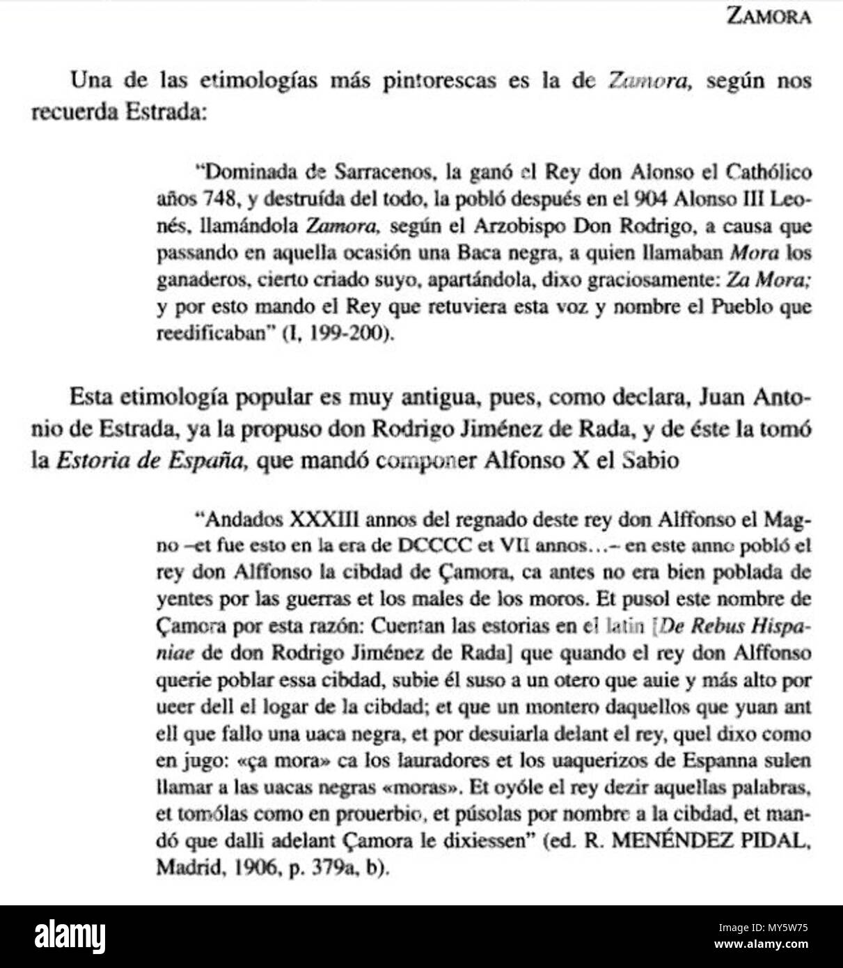 . Deutsch: Wie der Name der Stadt genannt Zemurah zu Zamora geändert. Fecha desconocida, libro Antiguo. Álvaro Galmés de Fuentes 574 Zamurah zu Zamora geändert Stockfoto