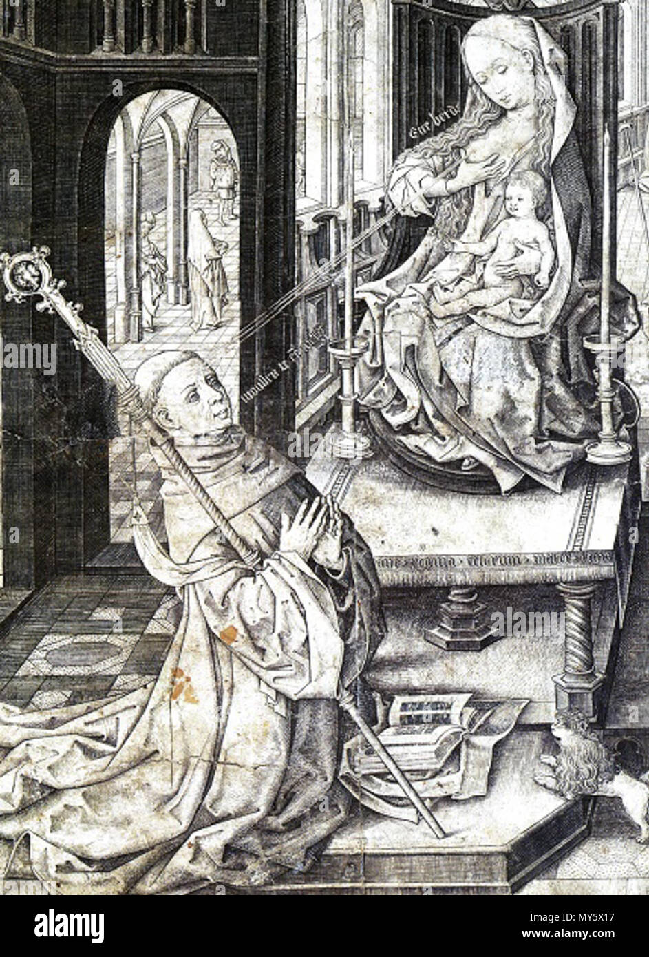 . Englisch: 7/8, angepasste Version von PD-Bild Aus Wikimedia Commons. 17 Februar 2010, 09:09:53. Anonym 15. Jahrhundert 468 Saint Bernard Stillzeit Wunder Stockfoto