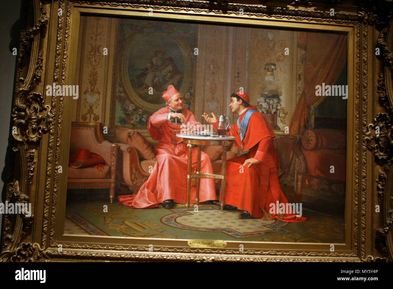 . Foto Gemälde "Der Kardinäle "Freundliche Chat' von Jehan Georges Vibert (d. 1902), ca. 1880, im New Orleans Museum für Kunst. Fotografiert 2010-03-27 13:08:38 Malerei; circa 1880. Quinn Dombrowski 518 Die Kardinäle "Freundliche Chat Stockfoto