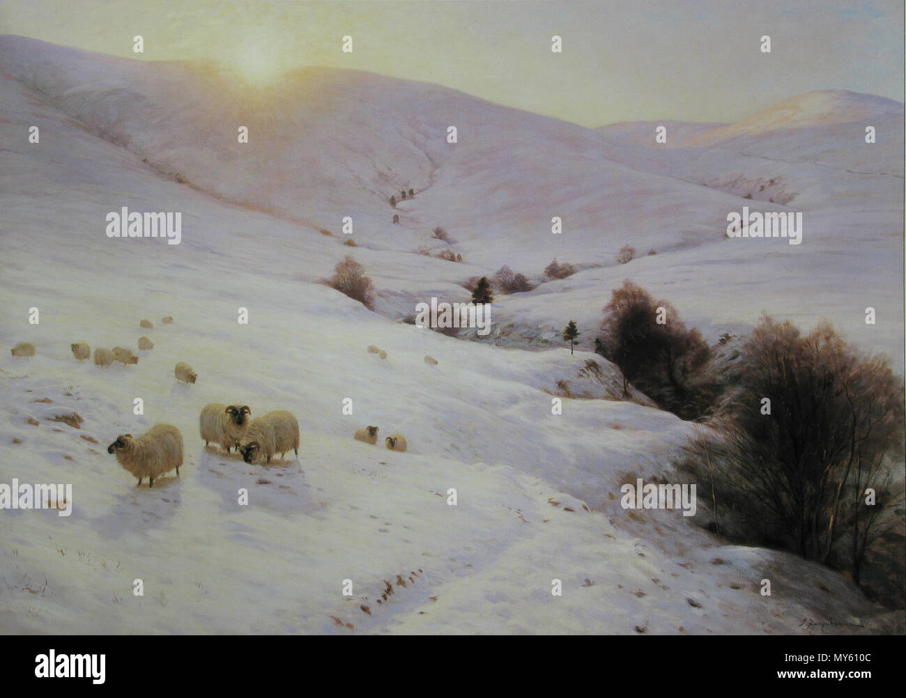 . Englisch: Die Sonne lugte o'er yon Southland Hügeln; Öl auf Leinwand, 42 x 60 cm. Joseph Farqharson (1846-1935) 175 Farquharson Joseph Southland Hügel Stockfoto