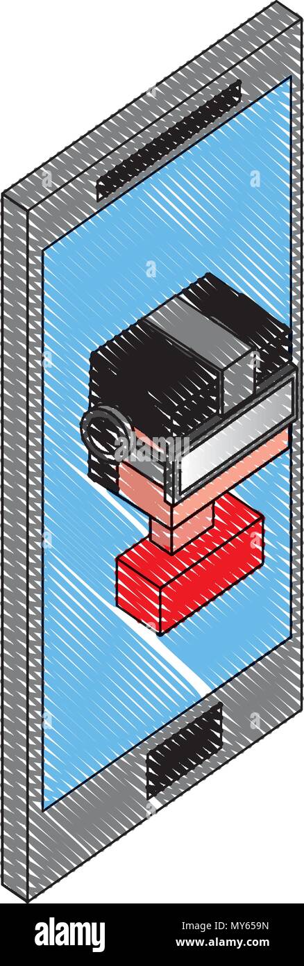 Futuristische Mann in Smartphone isometrische Avatar Stock Vektor