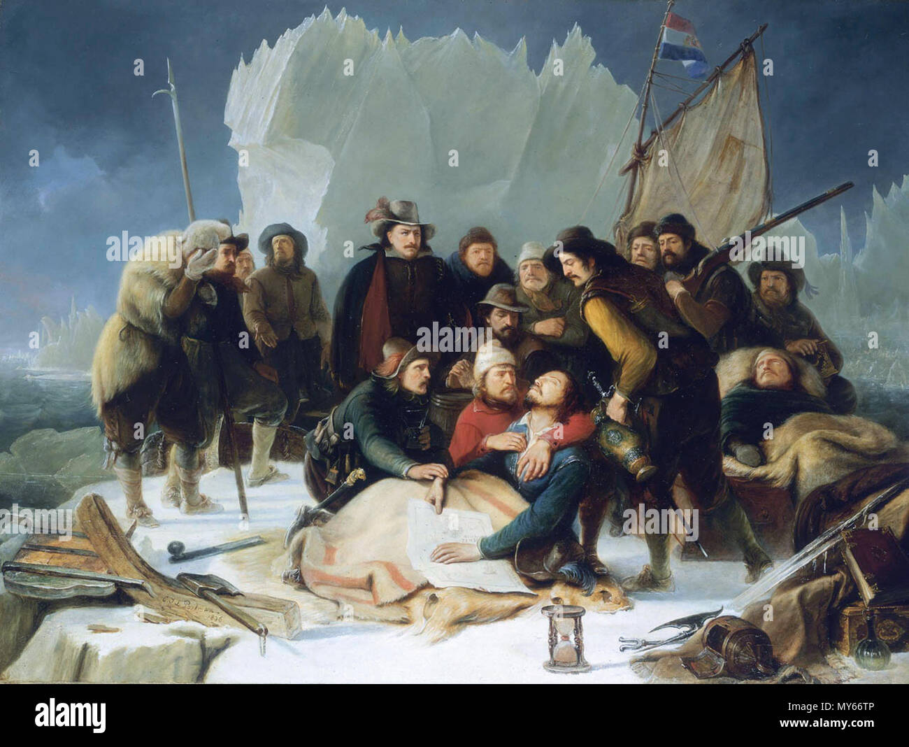 . Der Tod von Willem Barentsz Material: Öl auf Leinwand Maße: 990 x 1333 mm. 1836 135 Tod von Wiliam Barents Stockfoto