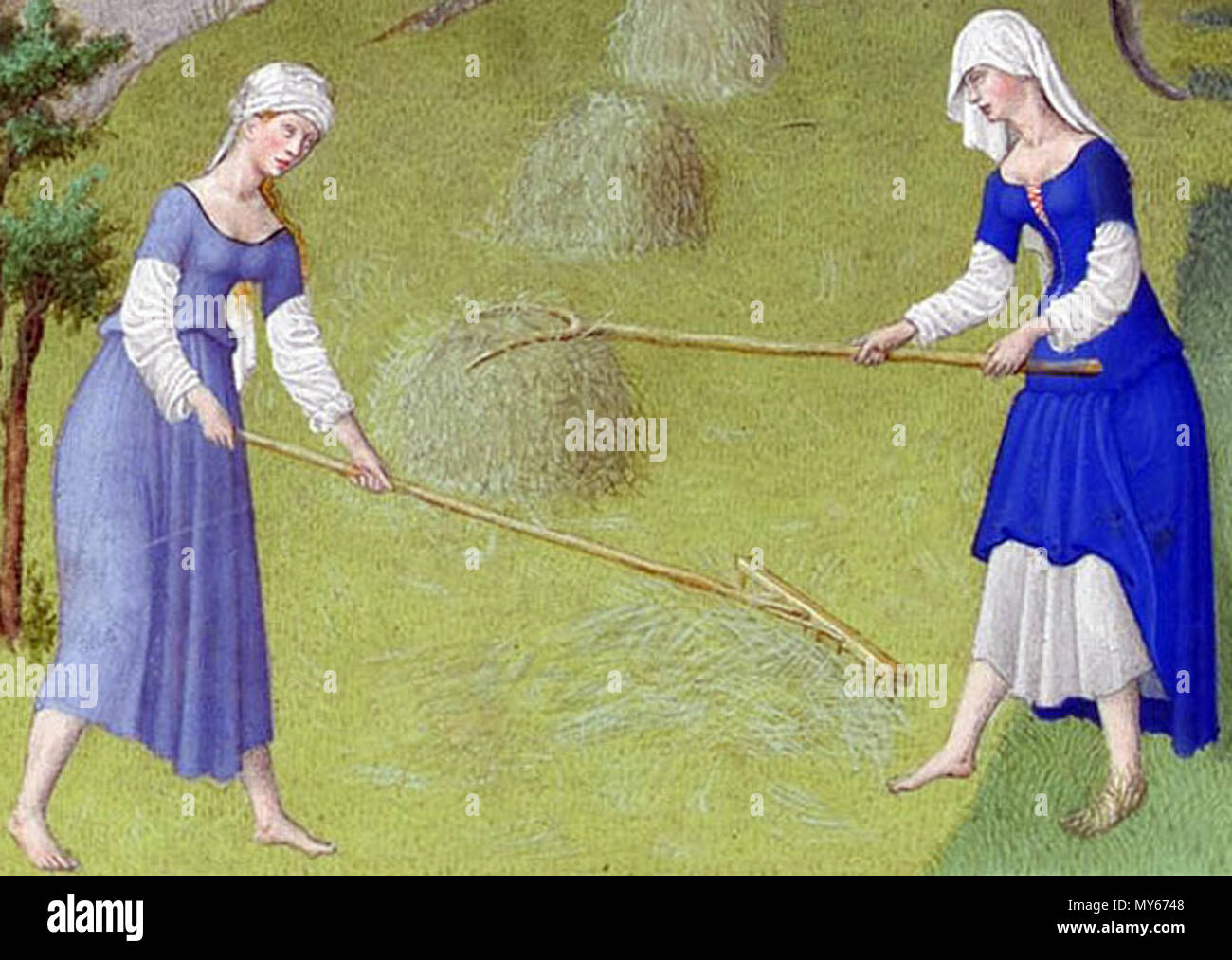 321 Les Très Riches Heures du Duc de Berry juin Heuernte Stockfoto