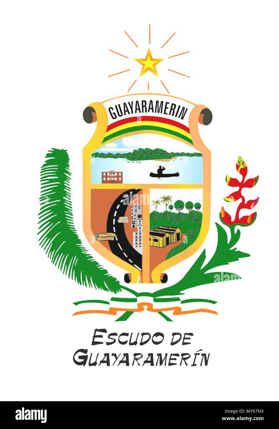 . Español: Escudo de la Ciudad de Guayaramerin. 12 September 2012, 17:02:12. Regierung Autónomo Municipal de Guayaramerín 168 Escudo de la Ciudad de Guayaramerin Stockfoto