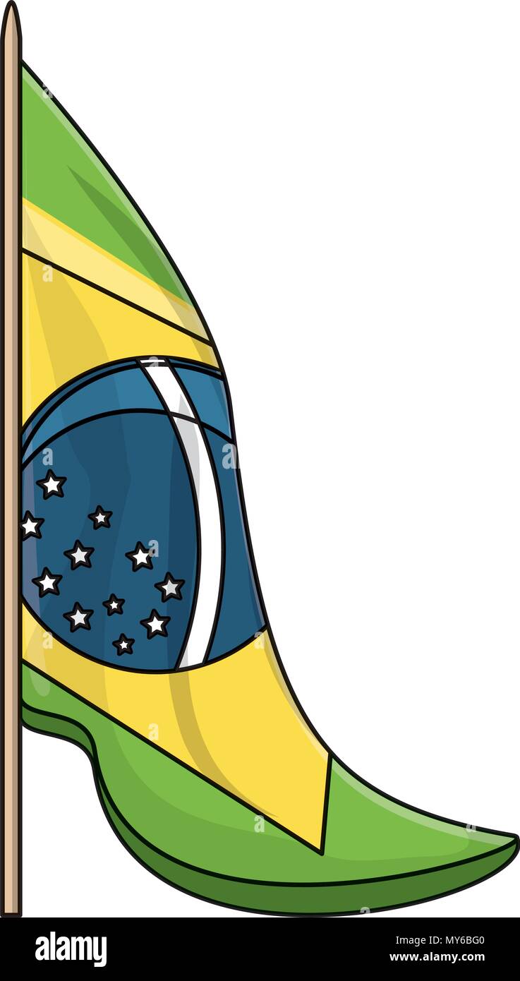 Brasilien Flagge Symbol auf weißem Hintergrund, Vector Illustration Stock Vektor